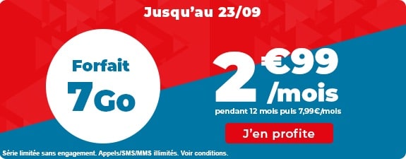 Forfait 7 Go à 2,99 € par mois pendant un an sans engagement avec Auchan Telecom