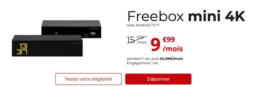 Freebox Mini 4K à 9,99 € par mois pendant un an