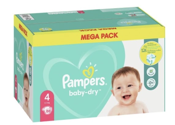 80 % de remise fidélité sur le méga pack de couches Pampers Baby Dry
