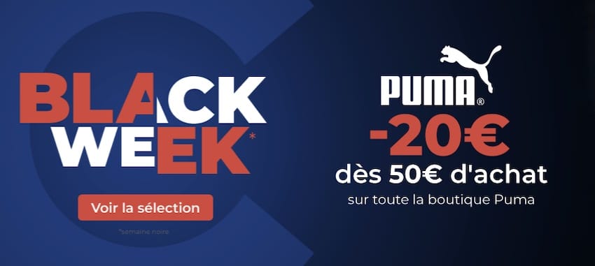 20 € de remise pour 50 € dépensés en produits Puma avec la Black Week Cdiscount