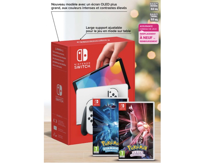 Pack Nintendo Switch OLED + Pokémon à 315,44 € chez Carrefour