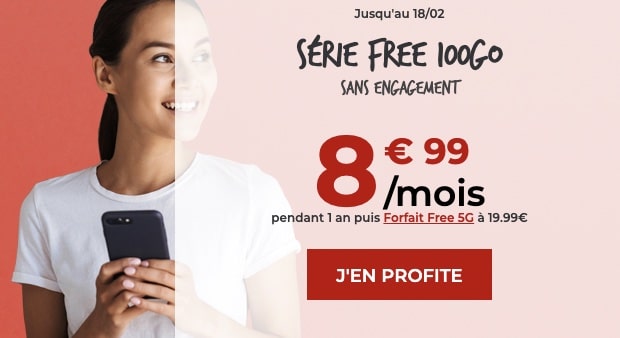 Forfait Free 100 Go à 8,99 € par mois pendant un an sans engagement