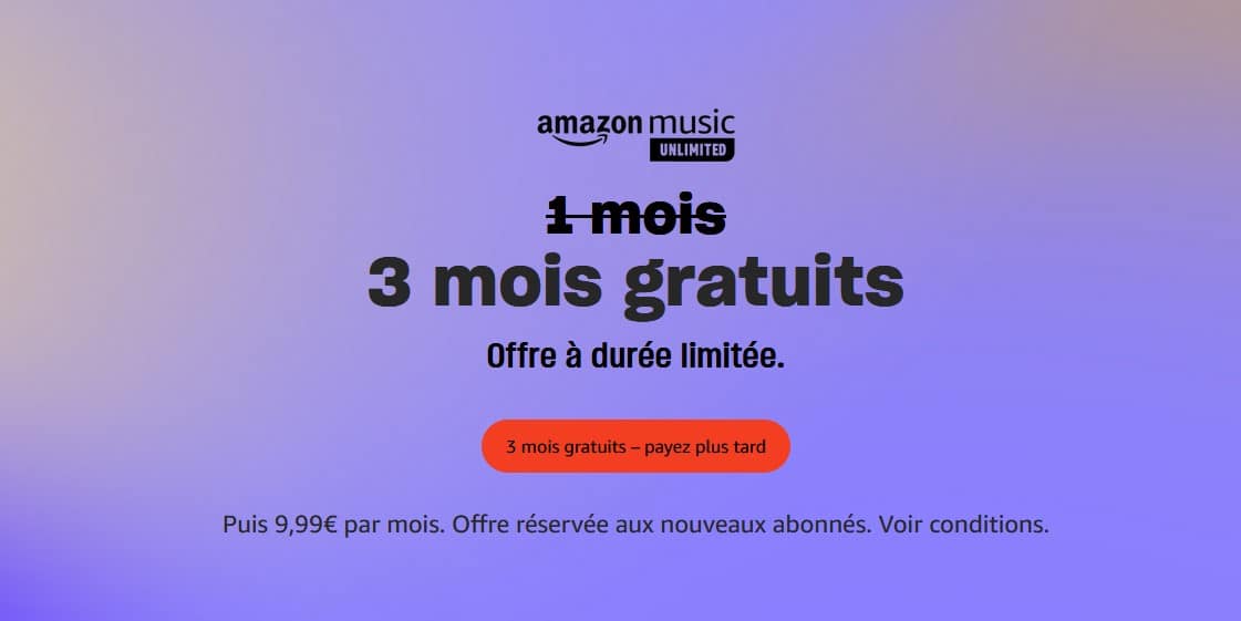 3 mois Amazon Music Unlimited ratuits