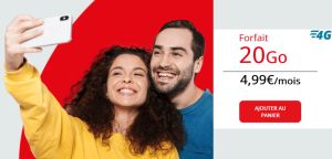 Forfait Auchan Télécom 20 Go à 4,99 € par mois sans engagement