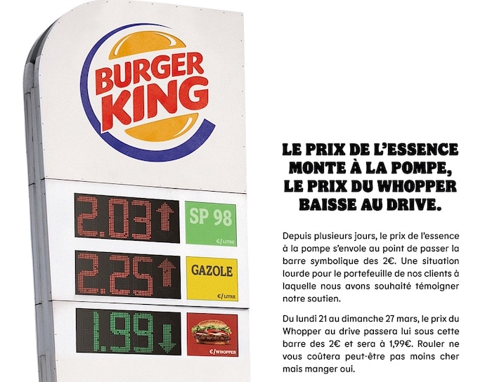 Burger Whopper à 1,99 € chez Burger King
