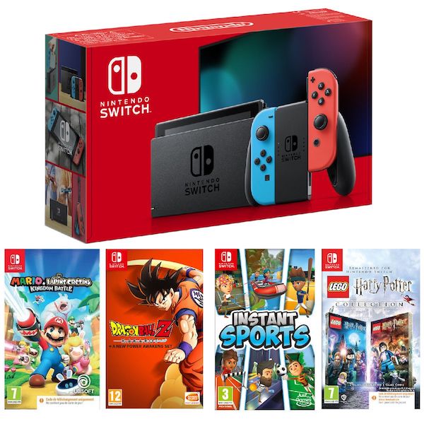 Pack console Nintendo Switch + 4 jeux à 319,99 € sur Auchan