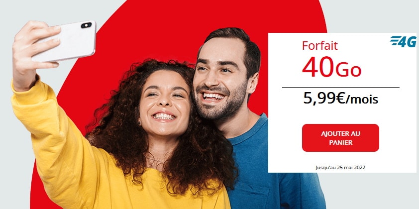 Forfait 40 Go Auchan Telecom sans engagement à 5,99 € par mois