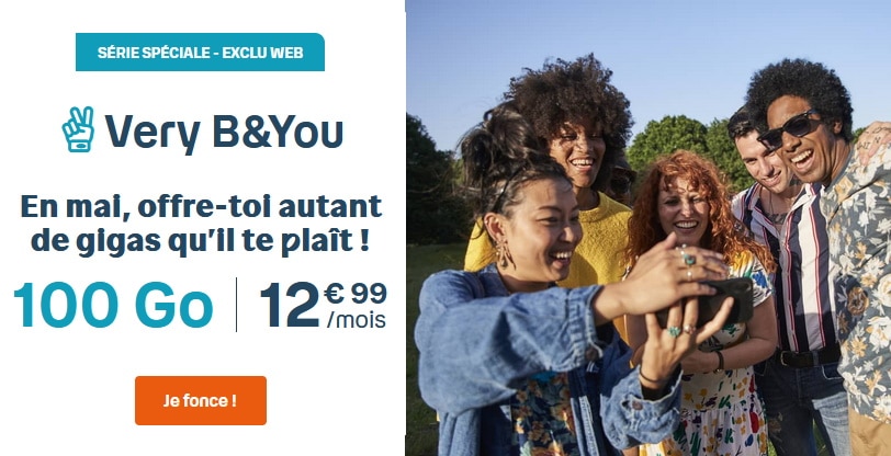 Forfait 100 Go B&You à 12,99 € par mois chez Bouygues Telecom