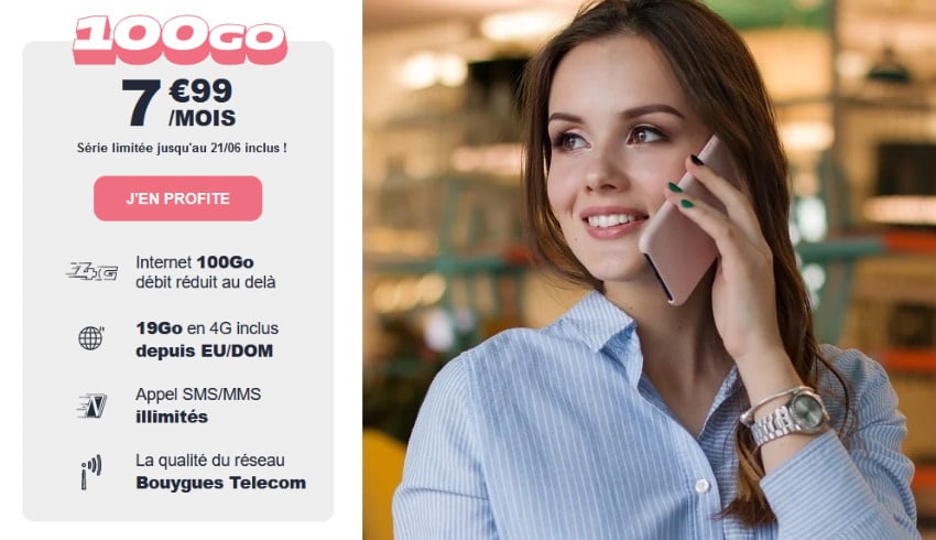 Forfait mobile NRJ Mobile 100 Go à 7,99 € sans engagement pendant 1 an
