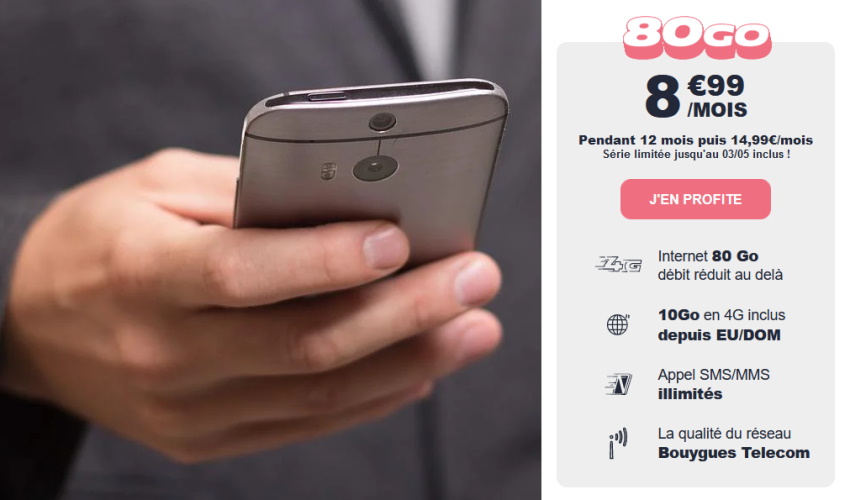 Forfait 80 Go NRJ Mobile sans engagement à 8,99 €