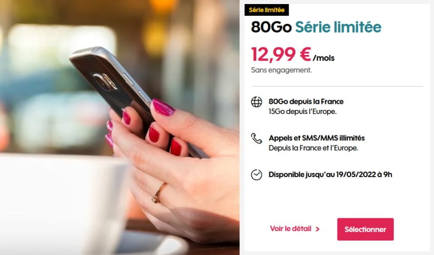 Forfait 80 Go Sosh Mobile à 12,99 € par mois sans engagement