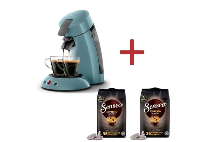 La machine à café PHILIPS SENSEO Original + 72 dosettes Espresso Classique à 39,99 € sur Cdiscount