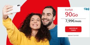 Forfait 90 Go Auchan Telecom sans engagement à 7,99 € par mois