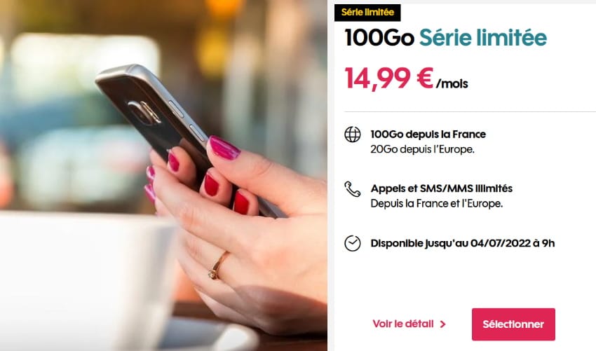 Forfait 100 Go Sosh Mobile sans engagement à 14,99 € par mois