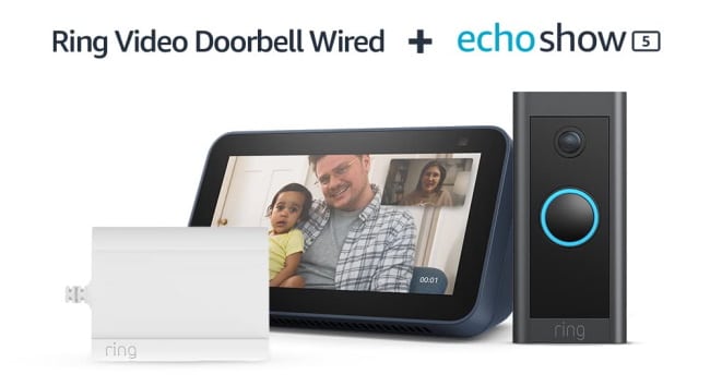 Ring Video Doorbell Wired + Echo Show 5 à 49,99 € pour les abonnés Prime Amazon
