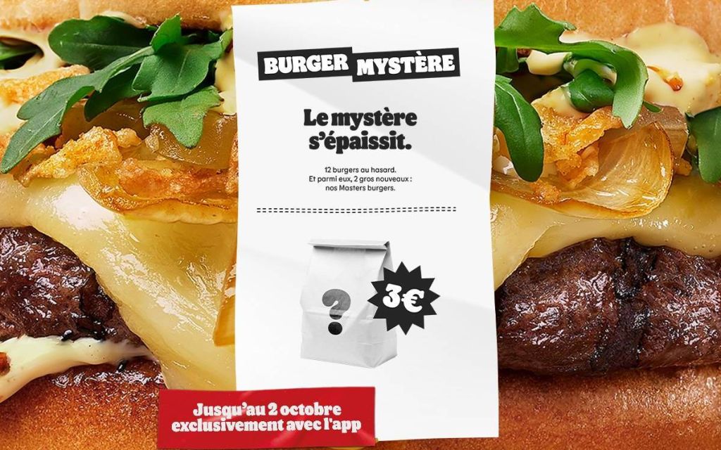 Burger King burger Mystère à 3 € et/ou glace Mystère à 2 € avec l