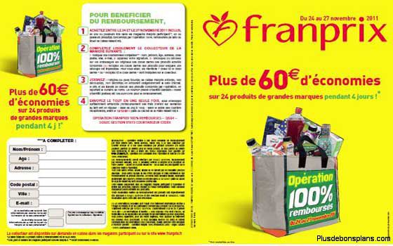 franprix 100% remboursé novembre 2011