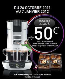 philips noel 2011 - 50 euros remboursés machine cafe senseo
